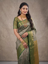 MIMOSA Bottle Green Kanjivaram Art Silk Saree — pose 10 styling detail