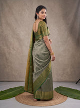 MIMOSA Bottle Green Kanjivaram Art Silk Saree — pose 5 styling detail