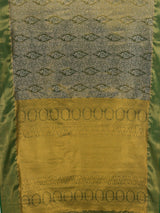 MIMOSA Bottle Green Kanjivaram Art Silk Saree — pallu and zari work detail