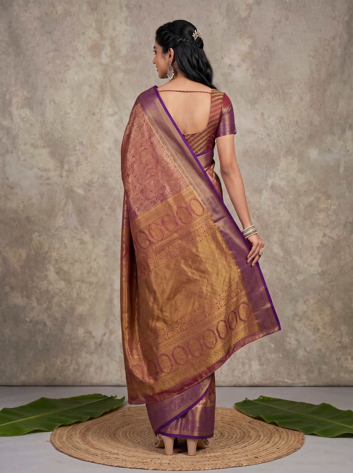 MIMOSA Magenta Kanjivaram Art Silk Saree — pose 2 styling detail