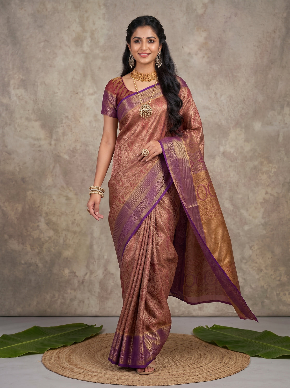MIMOSA Magenta Kanjivaram Art Silk Saree — pose 6 styling detail
