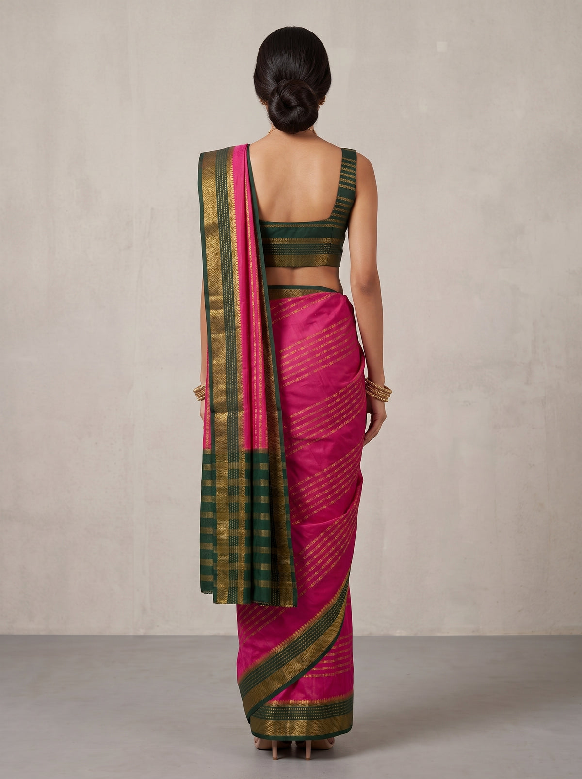 MIMOSA Strawberry Mysore Silk Saree — pose 2 styling detail