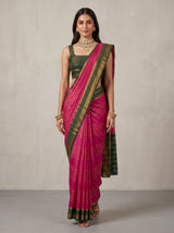 MIMOSA Strawberry Mysore Silk Saree — pose 6 styling detail