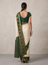 MIMOSA Half White Mysore Silk Saree — pose 2 styling detail