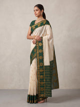 MIMOSA Half White Mysore Silk Saree — pose 3 styling detail