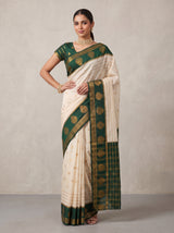 MIMOSA Half White Mysore Silk Saree — pose 4 styling detail