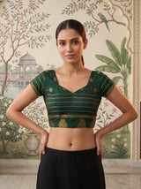 MIMOSA Half White Mysore Silk Saree — blouse close-up