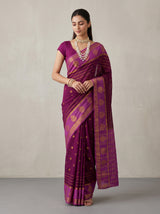 MIMOSA Jamun Mysore Silk Saree — front view on mannequin