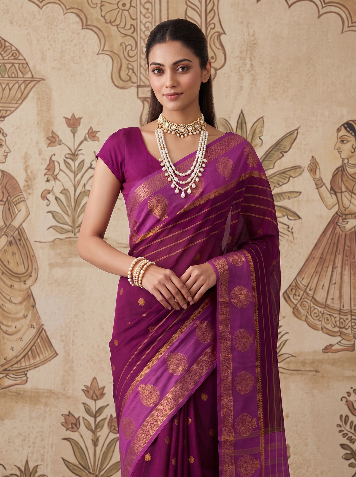 MIMOSA Jamun Mysore Silk Saree — pose 10 styling detail