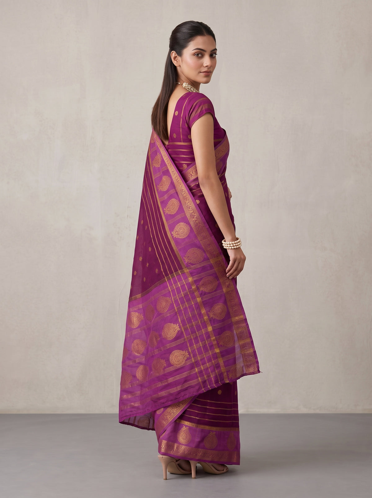 MIMOSA Jamun Mysore Silk Saree — pose 7 styling detail