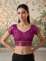MIMOSA Jamun Mysore Silk Saree — blouse close-up
