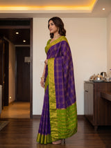 MIMOSA Jamun Mysore Silk Crepe Saree — pose 3 styling detail