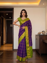 MIMOSA Jamun Mysore Silk Crepe Saree — pose 4 styling detail