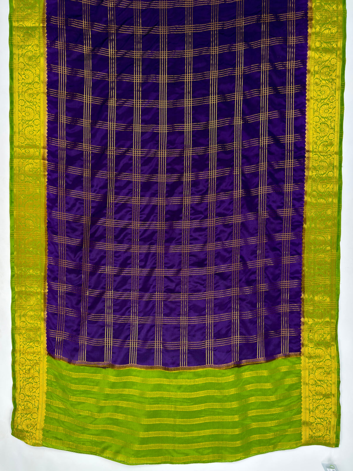 MIMOSA Jamun Mysore Silk Crepe Saree — pallu and zari work detail