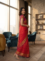 MIMOSA Orange Mysore Silk Crepe Saree — pose 5 styling detail