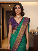MIMOSA Rama Mysore Silk Crepe Saree — pose 10 styling detail
