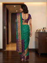 MIMOSA Rama Mysore Silk Crepe Saree — Saree shot pallu + body