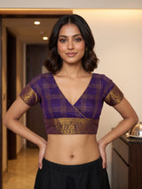 MIMOSA Rama Mysore Silk Crepe Saree — blouse close-up
