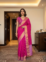MIMOSA Rani Mysore Silk Crepe Saree — AI Model lifestyle pose 1