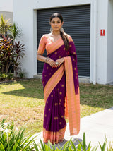 MIMOSA Jamun Mysore Silk Saree — front view on mannequin