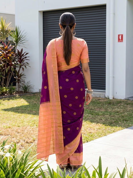 MIMOSA Jamun Mysore Silk Saree — pose 2 styling detail