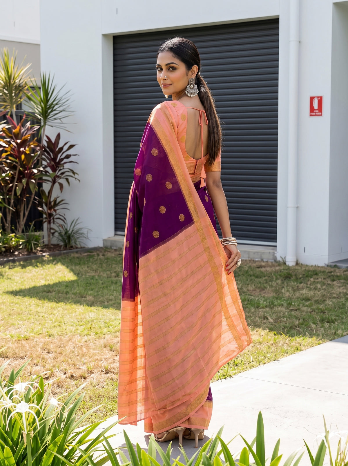 MIMOSA Jamun Mysore Silk Saree — pose 7 styling detail