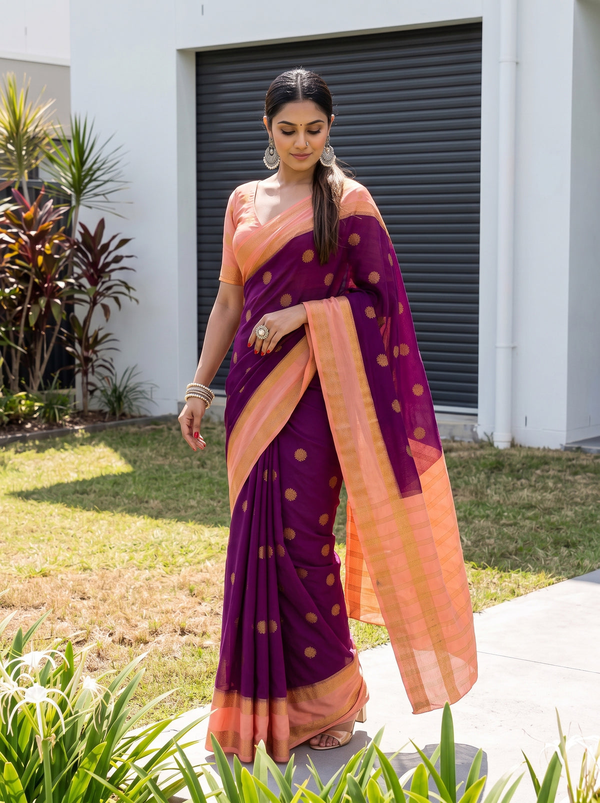 MIMOSA Jamun Mysore Silk Saree — pose 9 styling detail