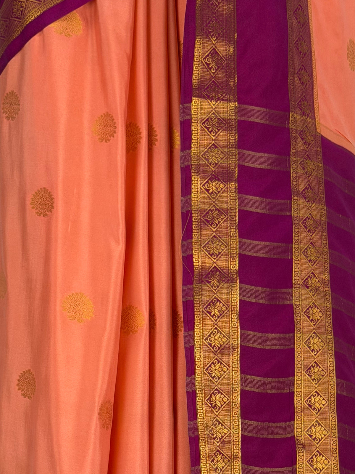 MIMOSA Peach Mysore Silk Saree — fleets shot full lifestyle