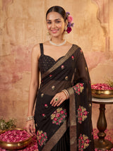 MIMOSA Black Jaipur Saree — pose 10 styling detail
