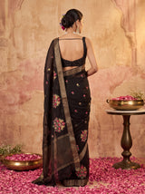 MIMOSA Black Jaipur Saree — pose 2 styling detail