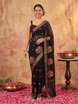 MIMOSA Black Jaipur Saree — pose 6 styling detail