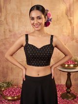 MIMOSA Black Jaipur Saree — blouse close-up
