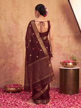 MIMOSA Chocolate Jaipur Saree — pose 2 styling detail