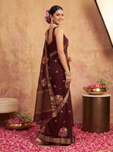 MIMOSA Chocolate Jaipur Saree — pose 5 styling detail