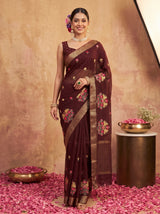 MIMOSA Chocolate Jaipur Saree — pose 6 styling detail