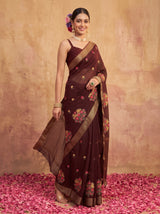 MIMOSA Chocolate Jaipur Saree — pose 9 styling detail