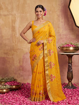 MIMOSA Gold Jaipur Saree — pose 4 styling detail