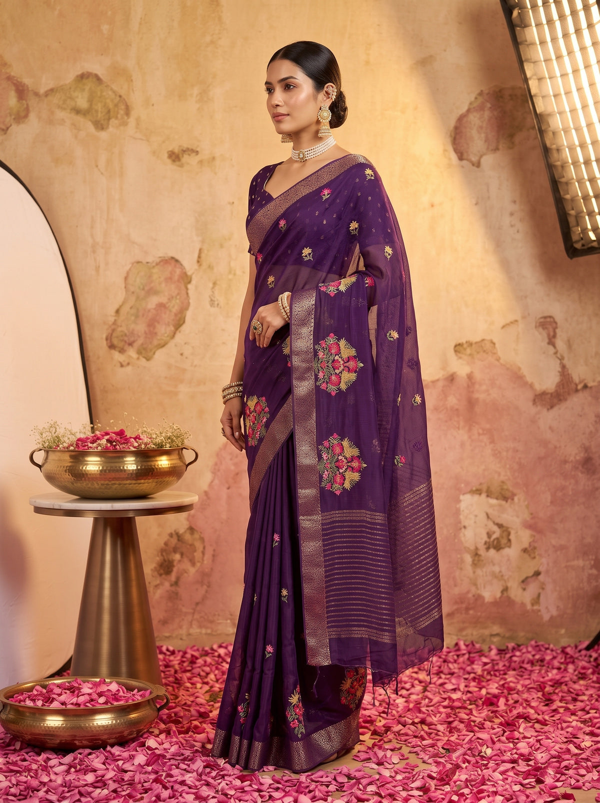 MIMOSA Jamun Jaipur Saree — pose 3 styling detail
