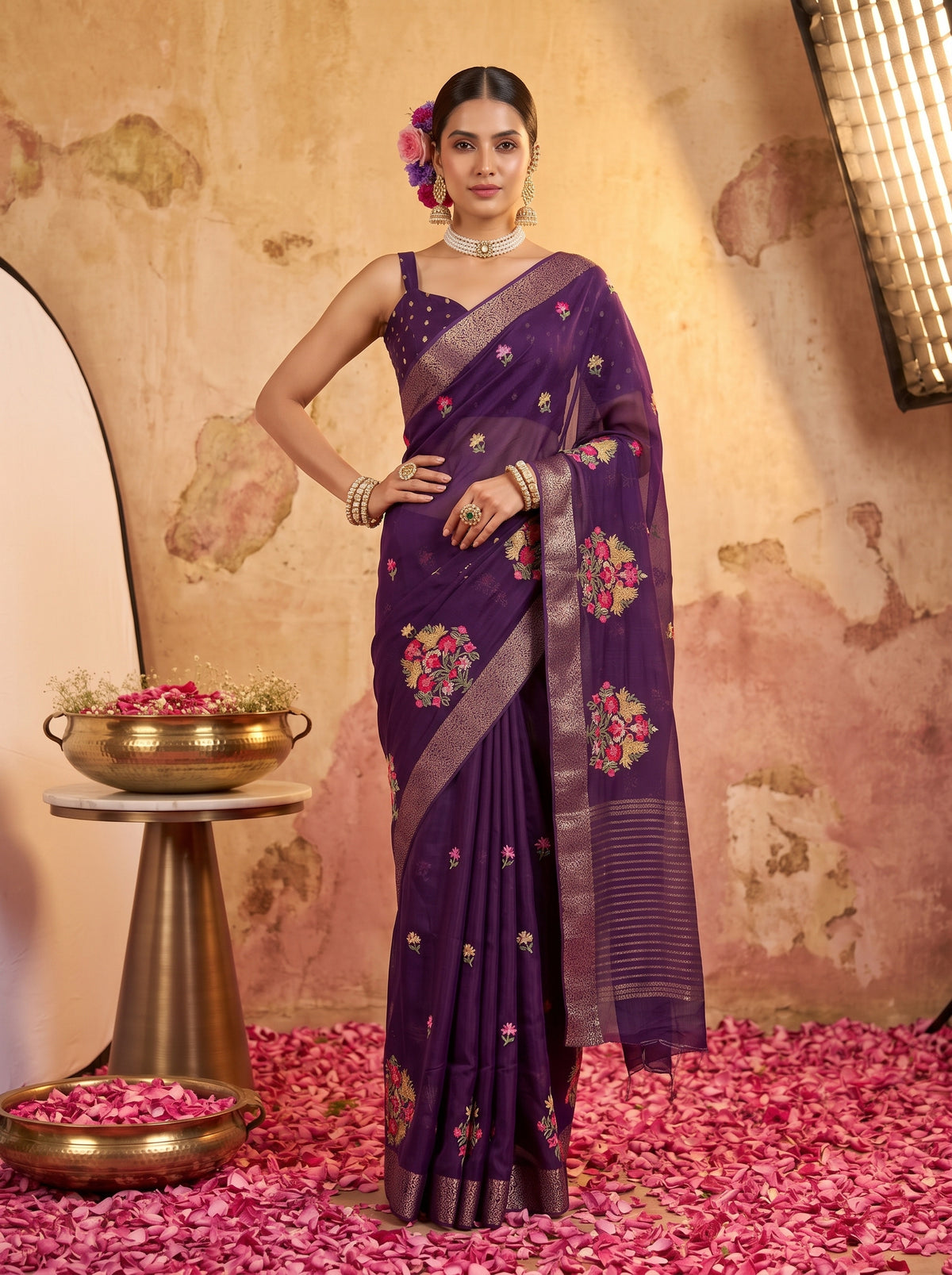 MIMOSA Jamun Jaipur Saree — pose 4 styling detail