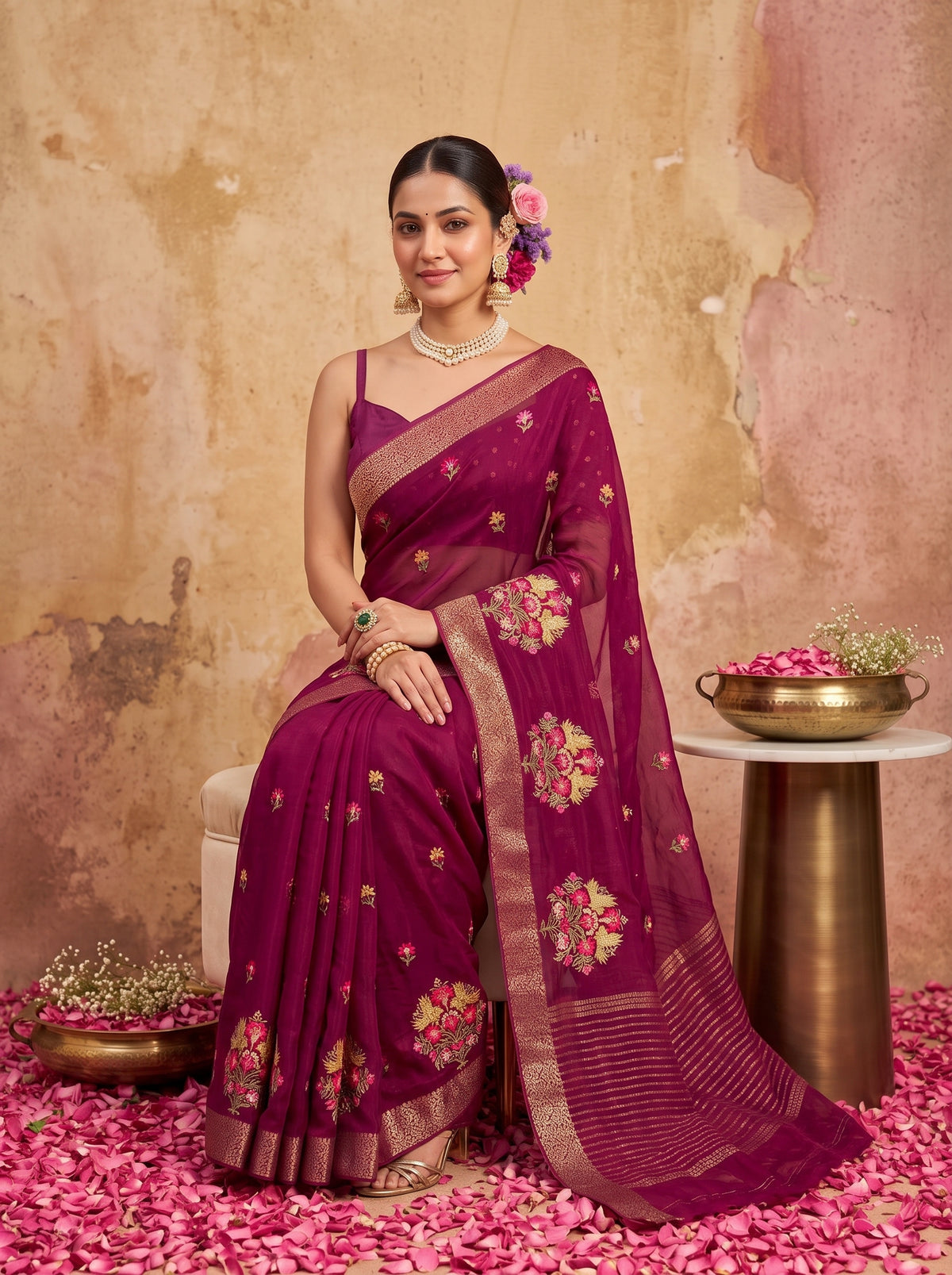 MIMOSA Magenta Jaipur Saree — pose 8 styling detail
