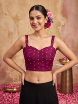 MIMOSA Magenta Jaipur Saree — blouse close-up