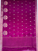 MIMOSA Magenta Jaipur Saree — pallu and zari work detail