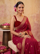 MIMOSA Maroon Jaipur Saree — pose 10 styling detail