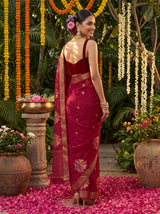 MIMOSA Maroon Jaipur Saree — pose 7 styling detail