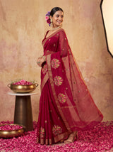MIMOSA Maroon Jaipur Saree — pose 9 styling detail