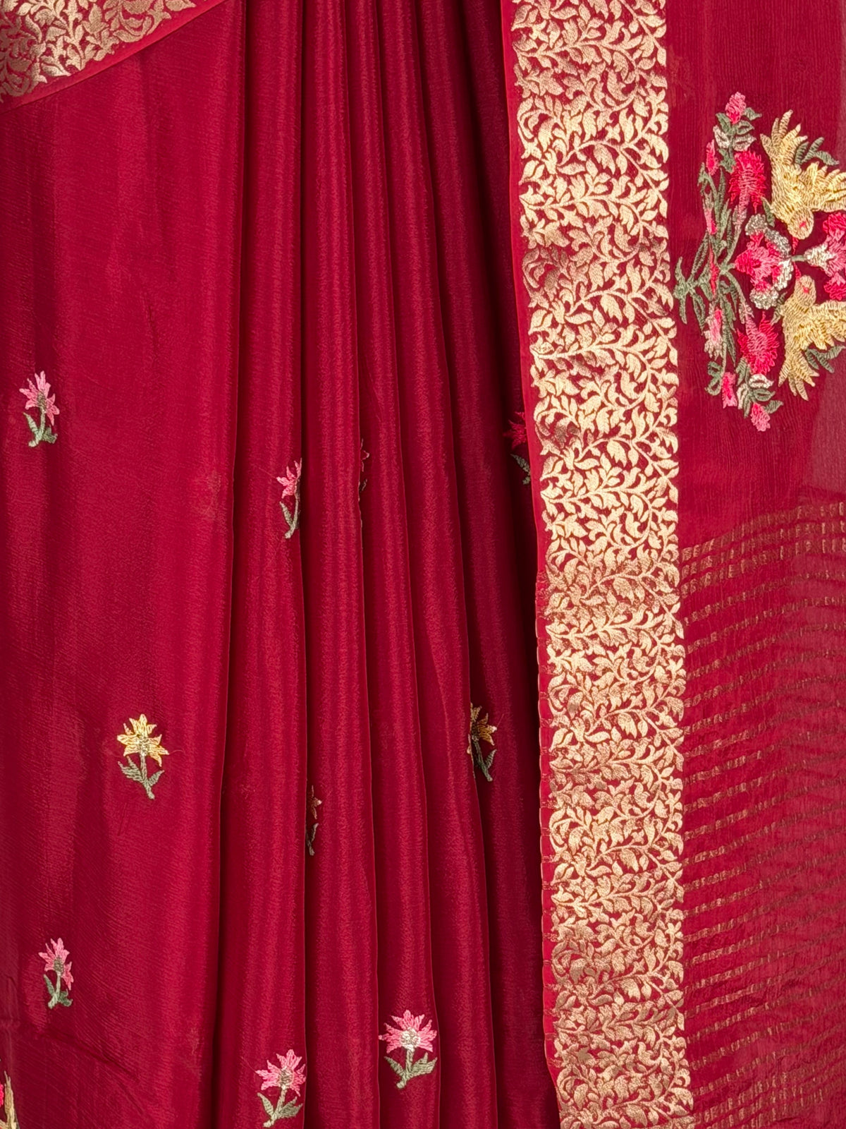 MIMOSA Maroon Jaipur Saree — fleets shot full lifestyle