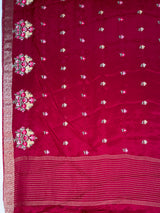 MIMOSA Maroon Jaipur Saree — pallu and zari work detail