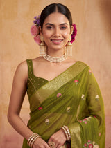 MIMOSA Olive Jaipur Saree — pose 10 styling detail