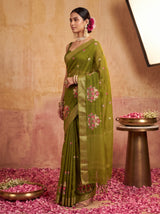 MIMOSA Olive Jaipur Saree — pose 3 styling detail