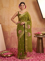 MIMOSA Olive Jaipur Saree — pose 4 styling detail